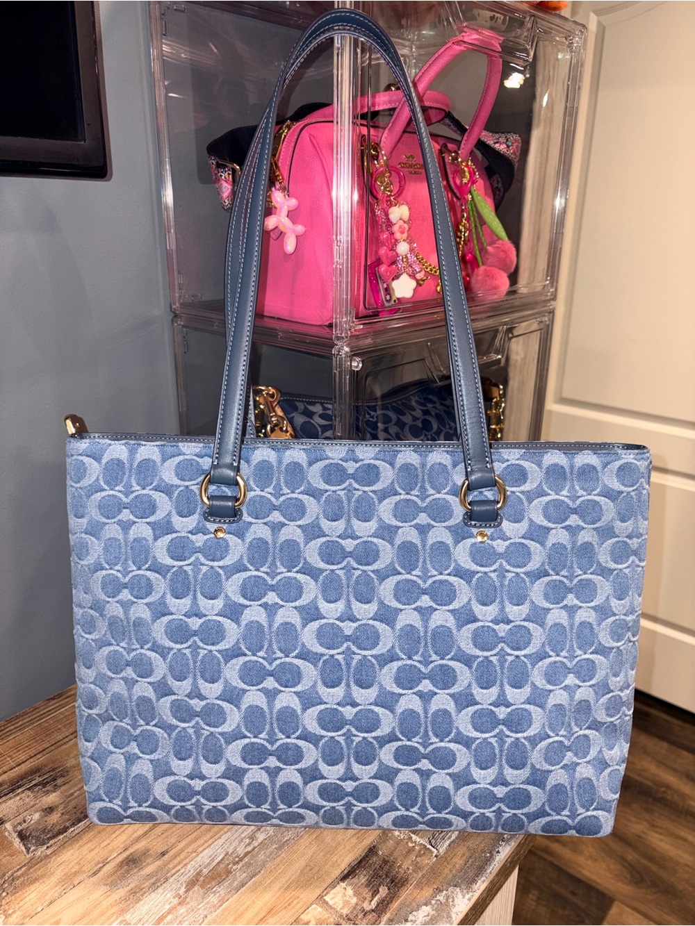 Coach Signature Denim Station Tote Bag in Blue - Picture 3 of 15